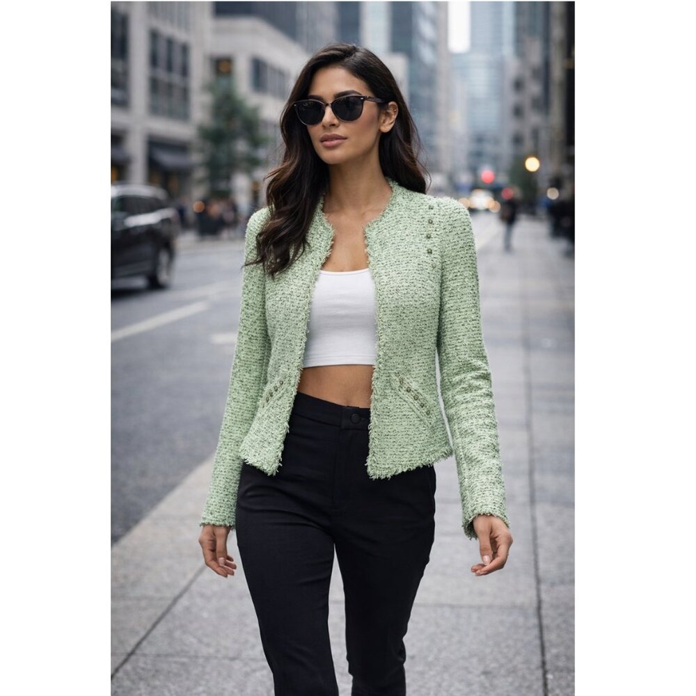 Zara Trafaluc Collection - Heather Green Tweed Jacket - XS